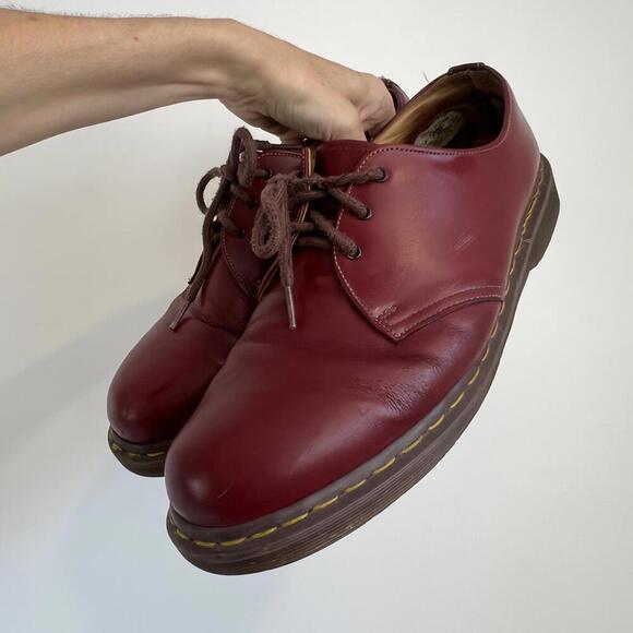 Vintage 1990’s Doc Martens Made In England Oxblood Oxford Shoes Men's 11 Red 6 H - Picture 4 of 14